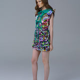 Psychedelic denim fabric dress