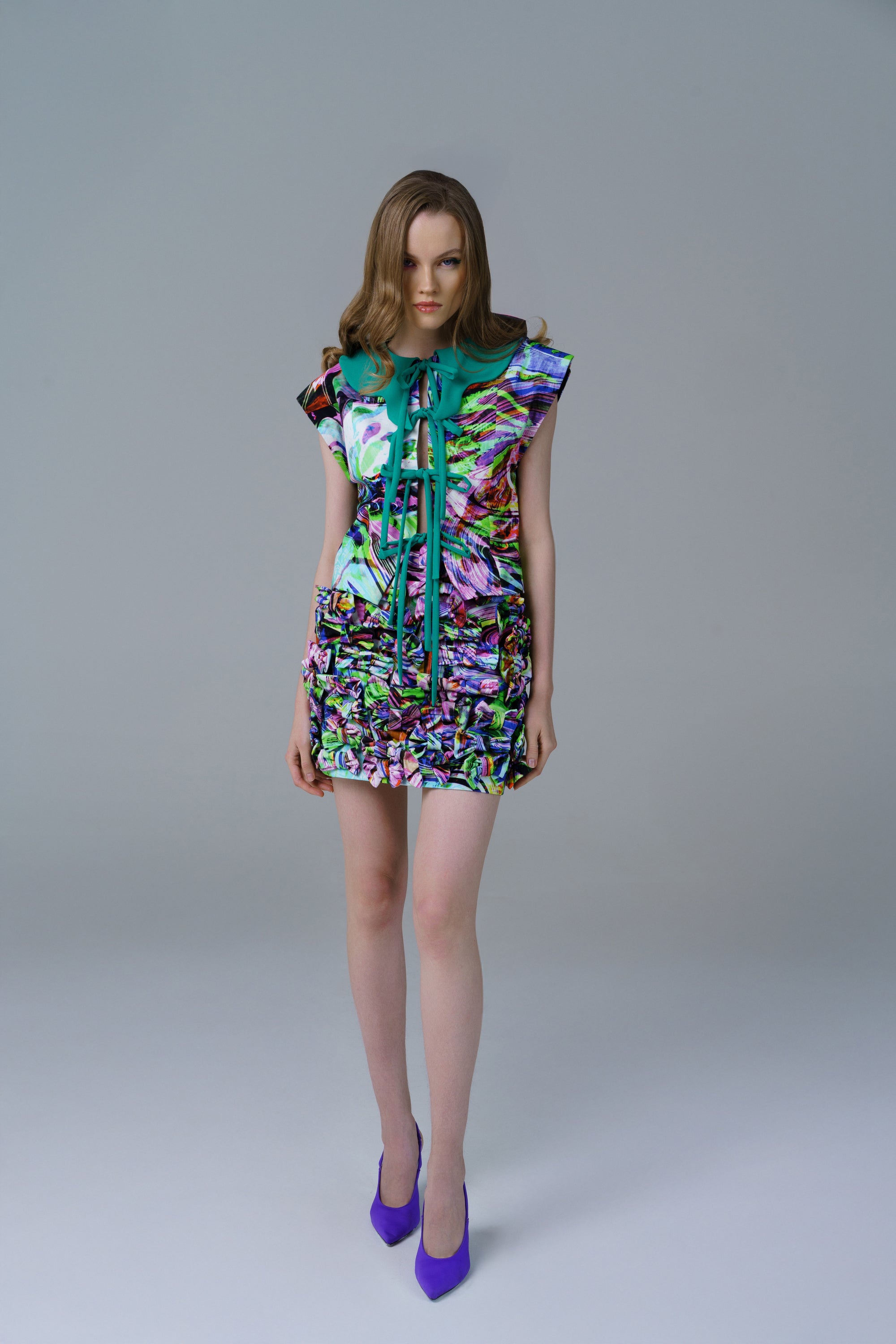 Psychedelic denim fabric dress