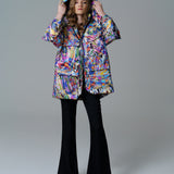 Chromatic Dream Puffer with abstract art inspired vibrant design,