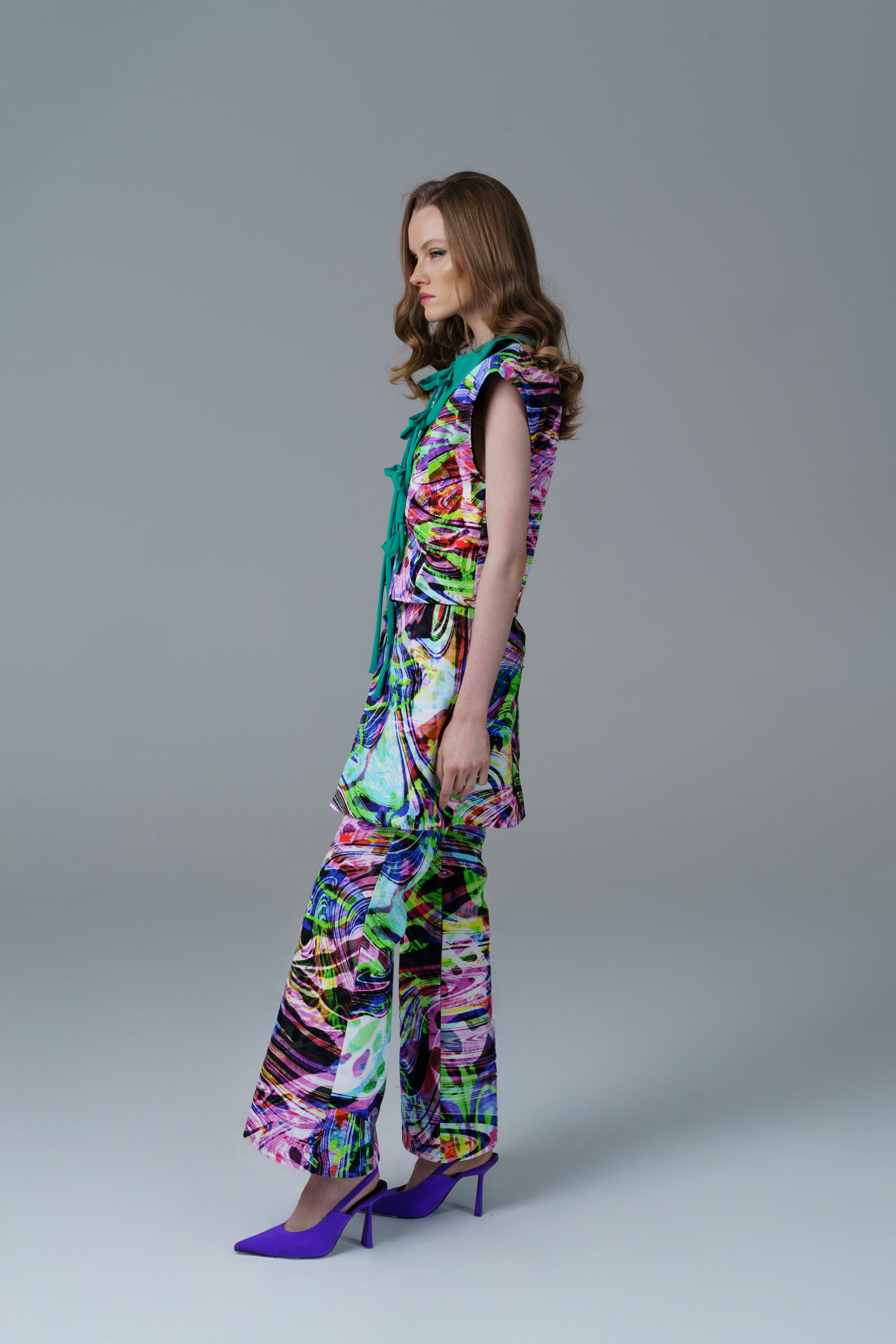 Denim Roza Pants with sleek tailored fit and high-waisted design in black