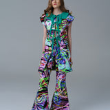 Denim Roza Pants with sleek tailored fit and high-waisted design in black