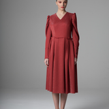 Devil Red Dress With Puff Sleeves.