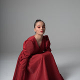 Devil Red Dress With Puff Sleeves.