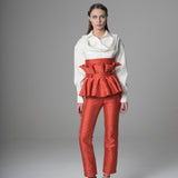 Ruffle Brocade Pants