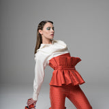 Ruffle Brocade Pants