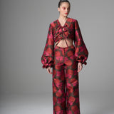 Flower Brocade Bow Blouse