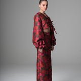 Flower Brocade Bow Blouse